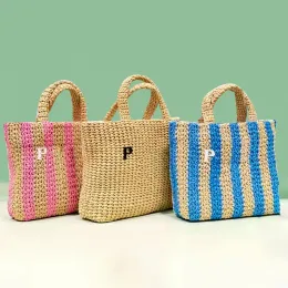 Palha Weave Triângulo Designer Beach Bags Luxury Travel Fashion Shopper Weekender Hand Bag Mens Ombro Férias Cross Body Pochette Clutch Tote Bag
