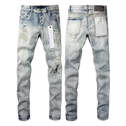 Jeans da uomo di marca effetto consumato slim fit streetwear lavati jeans distrutti pantaloni lunghi in denim strappati con foro
