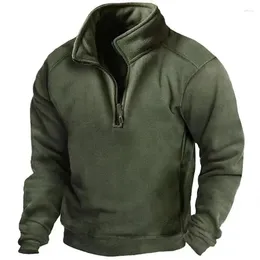 Herrtröjor Mens Tactical Outdoor Polar Fleece Sweatshirt Jaktkläder Varma dragkedja Pullover Man Windproof Coat Thermal vandring Tees Tops