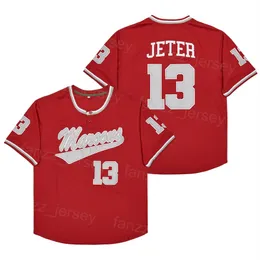 Moive Baseball 13 Derek Jeter Jersey Circa Kalamazoo Maroons Game Worn 1992 빈티지 풀오버 레드 팀 Cool Base College Pure Cotton University 은퇴 한 스티치 스티치