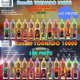 Original Randm Tornado Puff 10000 10K ångor engångsspuff e -cigaretter med uppladdningsbart batteriets luftflödesstyrning Mesh -spole 20 ml Förfylld pod Vape desechable