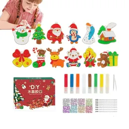 Partyspiele Basteln Weihnachten DIY Kristallfarbe Kunst- und Bastelset Kristallkleber DIY farbiger Anhänger Malerei Weihnachten Kindergeschenke 231121