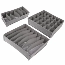 Neues 3-teiliges Set aus Bambuskohle, Vliesstoff, faltbare Aufbewahrungsbox, Unterwäsche, Organizer, BH, Krawatte, Höschen, Socken, Etui, Schublade 242M