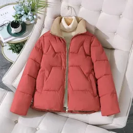 Women's Down Parkas 2023 Puffer Jacka Women Winter Cotton Padded Warm Long Sleeve Solid Color Kort kappa Tjockat ytterkläder 231120