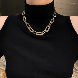 Chains Trendy Gold Color Chain Necklaces For Women Punk Collar Boho Chokers Sparkling Party Jewelry Aesthetic Thick Necklace
