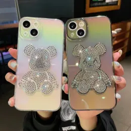 Bling Phone Cases Cute Bear Diamond Cover Case für iPhone 14 13 12 11 pro max plus Cute Women Glitter Soft TPU Silikonhülle
