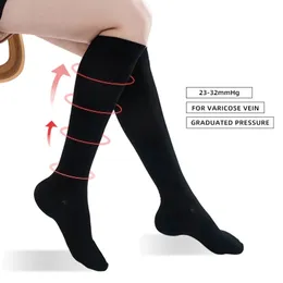 Skarpetki Hosiery Legbeauty 2332mmhg Calf Calf unisex ciśnienie klasa 2 żylaki kolanowe kolanowe pończochy zamknięte palce s5xl 231120