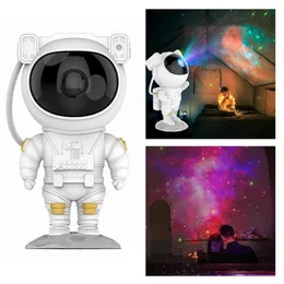 O mais novo astronauta estrelado Sky Sky Projector Lamp Galáxia Estrela a laser projeção USB Carregamento Atmosfera Lâmpada Crianças Decoração Menino Cristão 286g
