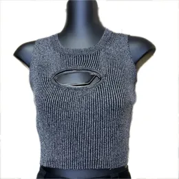 Luxus Frauen abgeschnitten Singlet T-Shirt Sexy hohle Brust Design ärmellose Strick Tanks INS Mode gestrickte Tank Tops Mode Yong Lady Girl Weste