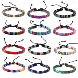 Link Bracelets Wish Card Bohemian Wind Color Wax Rope Bracelet For Women Men Multicolor String Cord Woven Braided Hippie Friendship