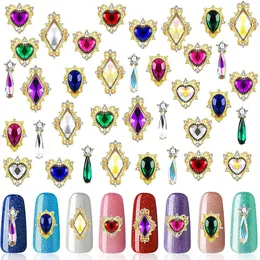 Decorações de Nail Art 100 Pcs Coração / Gota Prego Encantos Jóias Luxo Diamante Peças de Unhas Gemas Pedras Cristal Strass Acessórios de Decoração de Arte de Prego 231121