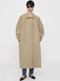 Toteme Trench Coats Original Women's Rounded Silhouette dekonstruerade minimalistisk midlängd Bomull Bat Sleeve Office Lady 230421