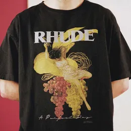 デザイナーファッション衣類 Tシャツ Tシャツハイストリート Rhude ニッチブドウ女性抽象プリントトレンディなブランドルースアメリカ綿 Tシャツ男性トップスストリートヒップホップ