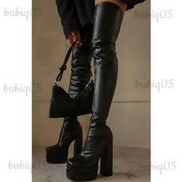 Boots Platform High Heeled Women Over The Knee High Boots Brand Design 2022 Winter Fashion Sexig Elegant Walking Comfy Women Shoes T231121