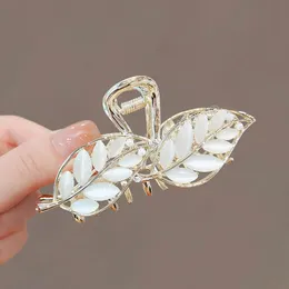 Elegant Cat's Eye Stone Leaf Hair Clip Delicate Ponytail Clip Fashion Kvinnlig huvudbonad hår smycken tillbehör