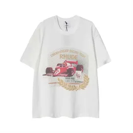 デザイナーファッション衣類 Tシャツ Tシャツハイストリートハンサム Rhude ニッチ F1 レーシングプリントメンズルーズ半袖 Tシャツ女性の夏のトップスストリートヒップホップ