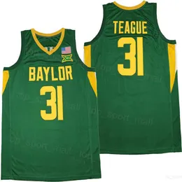 College Basketball Baylor 31 MaCio Teague Jerseys University Per gli appassionati di sport Pullover University Traspirante Puro cotone Colore della squadra Verde Tutto cucito