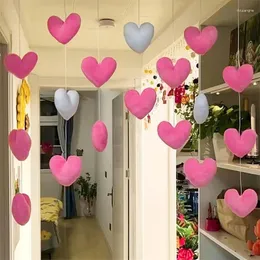 Cortina con forma de corazón rosa para niña, decoración para sala de estar, divisor de borlas, cadena, cenefa de ventana con cuentas dulces