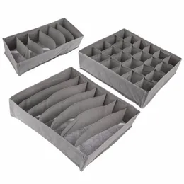 NYA 3 PCS SET BAMBOO CHARCOAL Icke-Woven Fabric Foldble Storage Box Underwear Organizer Bra Slips Panties Socks Case Drawer274o