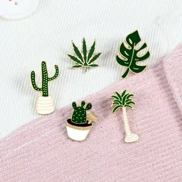 Pins Brooches Lovely Badge Plant Potted Collar Shoe Lips Enamel Brooch Coconut Tree Cactus Leaves Decorative Clothing Cartoon Pins Badge Z0421