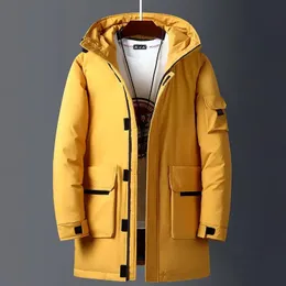 남자 다운 파카 겨울 재킷 남자 흰 오리 따뜻한 후드 롱 하향 재킷 가을 캐주얼 상단 파카 수컷 검은 솜털 코트 베이지 색 231120