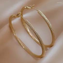 Hoop Earrings Gold Big Round Earring For Women Fashion Elegant Pattern Textured Wire Circle 2023 Ladies Jewelry Gifts