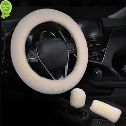 Universal Steering Wheel Plush Car ratt täcker Winter Faux Pälshandbromsutrustning Cover 3 st/ set biltillbehör