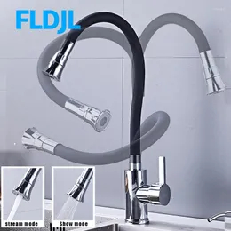 Kitchen Faucets FLDJL Sink Flexible Faucet Black Chrome Cold Water Mixer Tap For With Hose