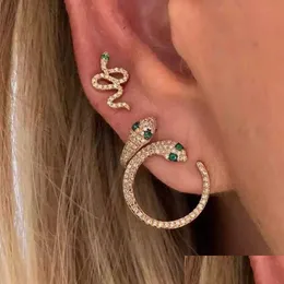 Hoop Huggie rostfritt stål Crystal Zirconia Eye Snake Hoop örhängen för kvinnor Hip-Hop Punk Helix Tragus Brosken örhänge Dhgarden Otasb