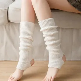 Çoraplar çorap Japon lolita y2k düz renkli bacak ısıtıcılar kadınlar oyuk ayak topuk sıcak örme diz yüksek legging gaiters kapak 231120