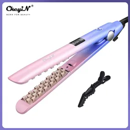 Curling Irons CkeyiN Mini Volumizer Crimper Hair Curling Iron Ceramic 3D Fluffy Curler Corrugated Flat Iron Fast Heating Digital Styling Tools 231120