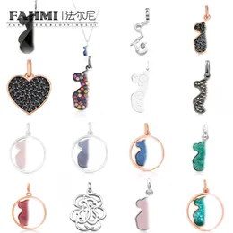 FAHMI Sweet and romantic heart-shaped diamond-filled round hollow green blue pink pendant Special gifts for Mother Wife Kids Lover Friends