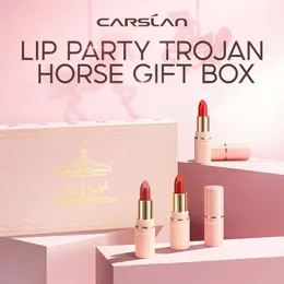 Lipstick Carslan Mini 6pcs Różowe radosne pomadki Zestaw nawilżający matowy odcień do warstwy Niepleśni kubek kubek kubek bruntowy makijaż kosmetyczny 231121