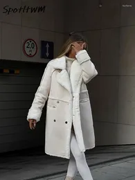 Women's Jackets Fashion Faux Lamb Wool Long Women Fall Winter Casual Sleeve Teddy Coat Warm Windproof Covered Button Lapel Outwear