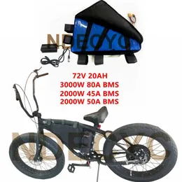 72V 20AH Electric Bike Triangle Lithium Battery Pack 72V 2000W 45A 50A BMS 3000W 80A BMS LITIUM Batteri med 72V 5A -laddare