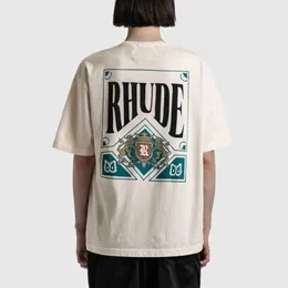 Projektant Mash Clothing Tees Tshirts Trend Mandh Rhude Play Card Print Prosty wszechstronny amerykański styl amerykański swobodny luźny koszulka mężczyzn Women hurtowa