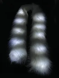 Scarves Light Up LED Faux Fur Boa Furry Glow Fluffy Ornate Long Scarf Props LED Light Bag Cosplay Christmas Tree Decoration Halloween 231121