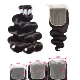 Brasilianische Menschenhaarbündel mit vorgezupftem HD-Spitzenverschluss Natürliches schwarzes Haar webt weiche Körperwellen-Haar-Wellen-Schuss-Produkte für Afrika-Frauen