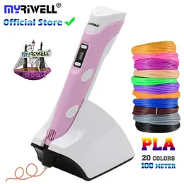 Andra hemträdgårdar Myriwell Wireless laddning av låg temperatur 3D Pen PCLPLA 4: e tryckning Byggt 1500 mAh Batteri gåva för barn 231121
