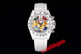 CS Factory Montre de Luxe Watch Diameter 40mm tjock 12,4 mm med 7750 rörelse Sapphire Crystal Glass Mirror Ceramic Case Natural Rubber Watchband Mens Watches