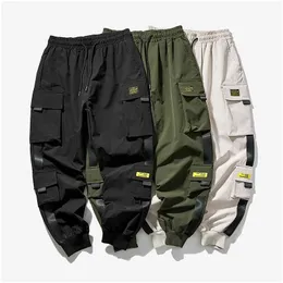 Herrenhose Hip Hop Harem Jogger Cargo For Men With Mtipockets Ribbons Man Sweat Streetwear Casual Mens S5Xl Drop Delivery Apparel C Dhbft