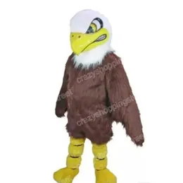 Weihnachtsbraunes Adler-Maskottchenkostüm mit langem Fell, hochwertige Cartoon-Charakter-Outfits, Halloween-Karnevalskleid, Anzüge, Erwachsenengröße, Geburtstagsparty, Outdoor-Outfit