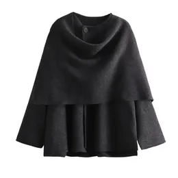 Women's Wool Blends Zach Ailsa 2023 AutumnWinter Casual Versatile Design with Asymmetric Scarf Short Knitted Coat 231120