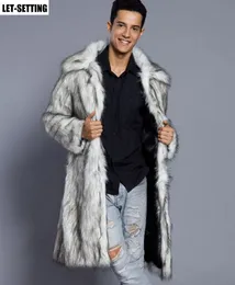 Pelliccia da uomo Pelliccia sintetica maschio Europa America giacca autunnale invernale colletto quadrato plus size imitazione lungo cappotto di pelliccia 3XL bianco finto uomo trench di lana 231120