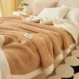 Tapetes inverno pelúcia lance cobertor quente coral velo engrossar cama sofá cobertores único duplo fofo quarto dormir colcha 231121