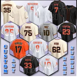 35 Brandon Crawford Mike Yastrzemski Baseball Jersey Davis Thairo Estrada Mitch Haniger Camilo Doval Logan Webb Taylor Rogers Michael Conforto Anthony Desclafani