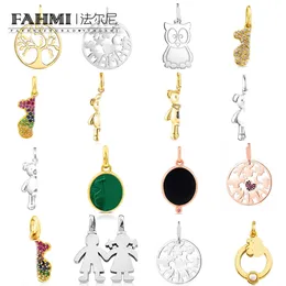 FAHMI Light luxury, exquisite charm, hollow leaf-shaped owl, bear, round shape, full of diamonds and pearls, double shape Special gifts for Mother Wife Kids Lover Friends