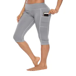 Yoga Womens Capri Pants Yoga Timbrati Leggings allenamento atletico Capris Jersey Joggers pantaloni con tasche