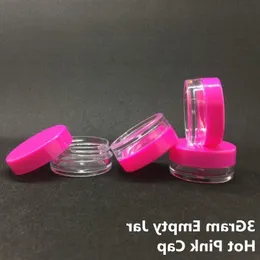 3gram 미니 명확한 플라스틱 빈 항아리 냄비 핫 핑크 뚜껑 3ml 화장품 크림 아이 그림자 손톱 파우더 보석 IBDDK를위한 여행 크기