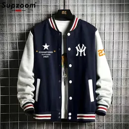 Men's Jackets Supzoom Arrival Letter Rib Sleeve Cotton Top Fashion Single Breasted Casual Bomber Baseball Jacket Loose Cardigan Coat 231120